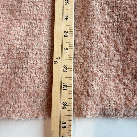 Duster Sweater M Wool Womens Nautral Pink Knit Open Front Cottagecore Hand knit - Picture 12 of 16